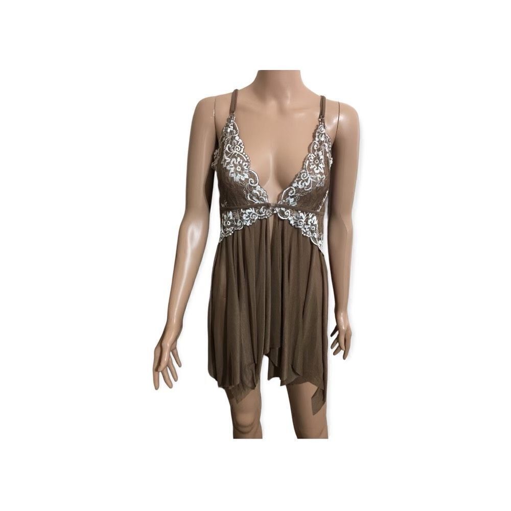 Plus Size Asymmetrical Hem Mesh Nightie Size: XXXL